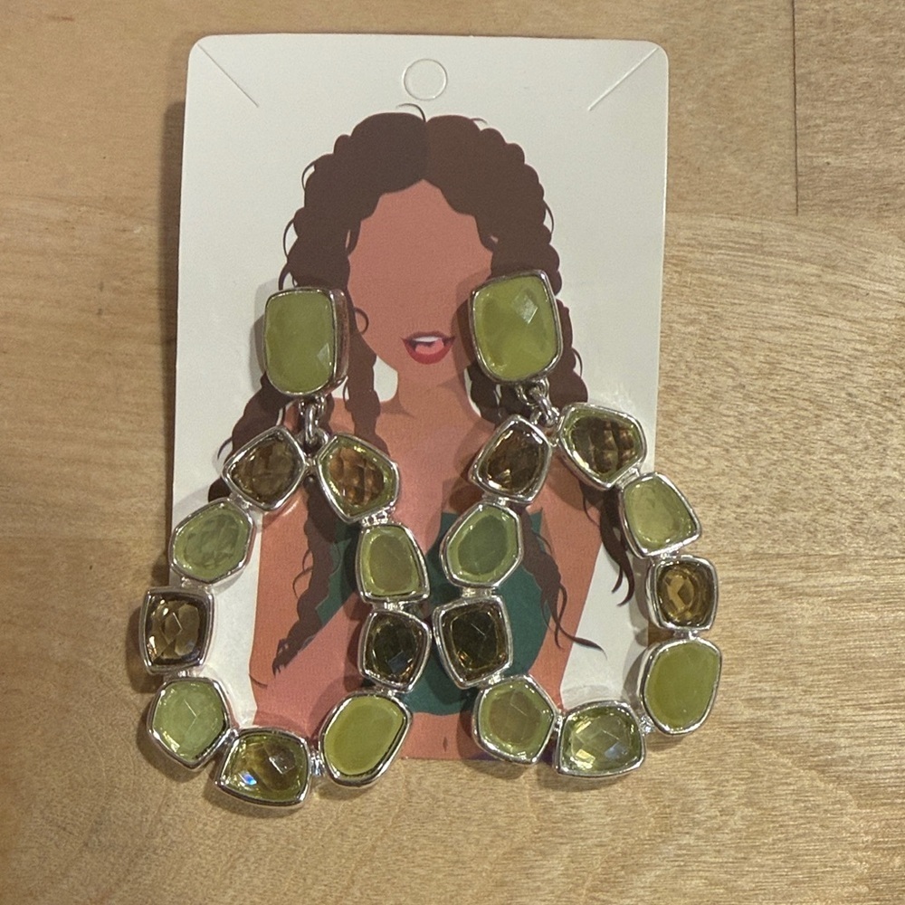 Green and Silver Women's Earrings